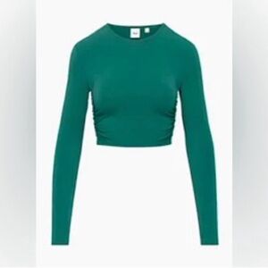 TNA tnachill Malibu Ruched cropped Teal Long Sleeve Top
